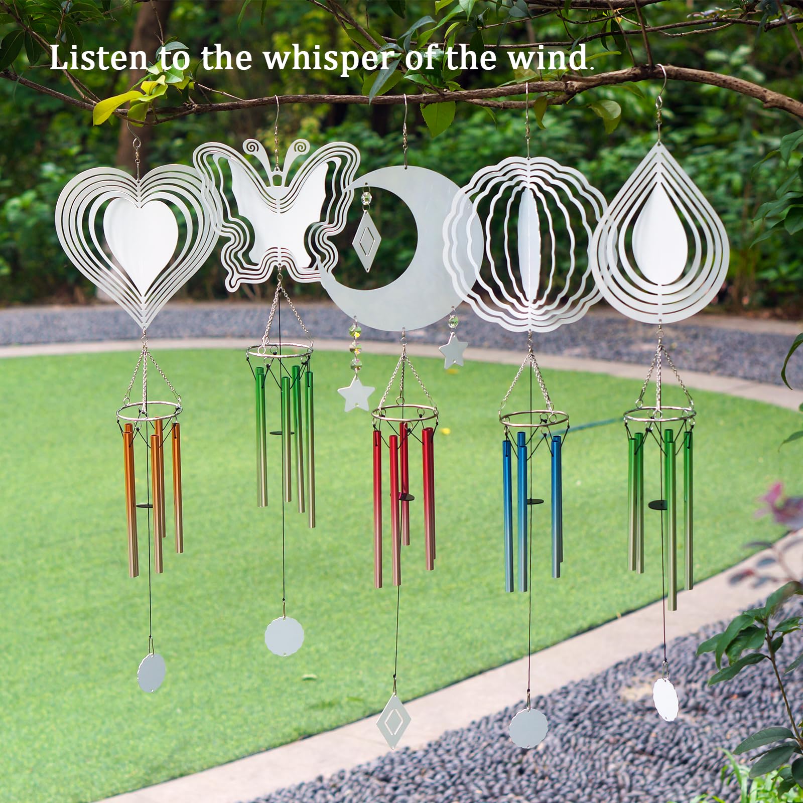 WindMage spinner displayed on patio, adds colorful kinetic decor and relaxing ambiance benefit