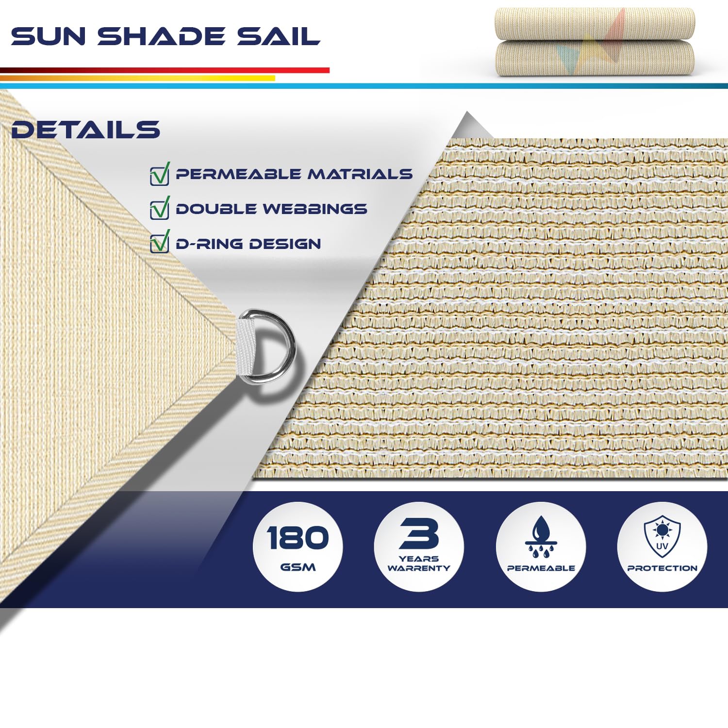 Windscreen4less corner D-ring and double-layer webbing offering strong secure attachment