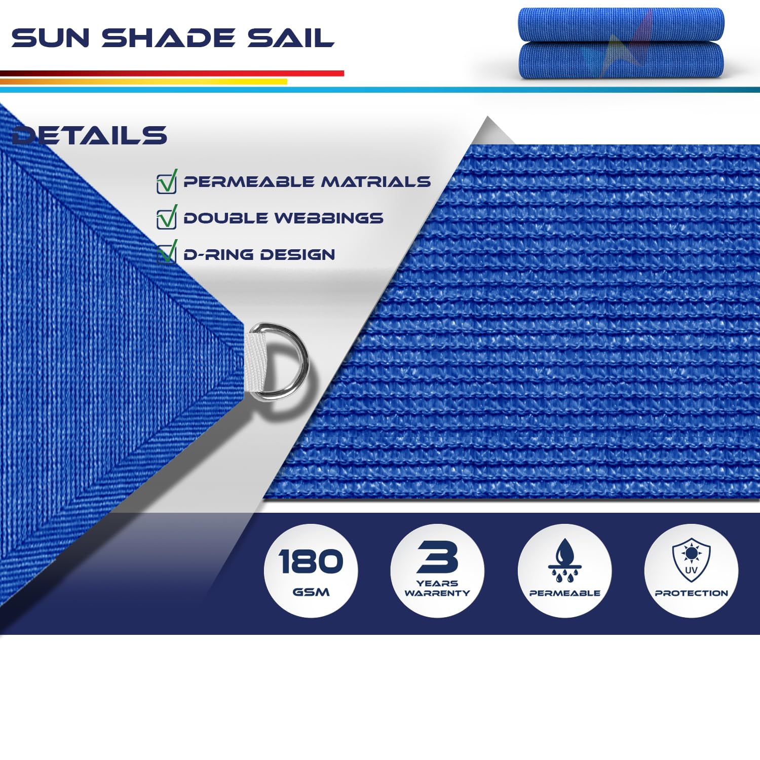 Windscreen4less fabric close-up showing 180gsm weave for breathable sun protection