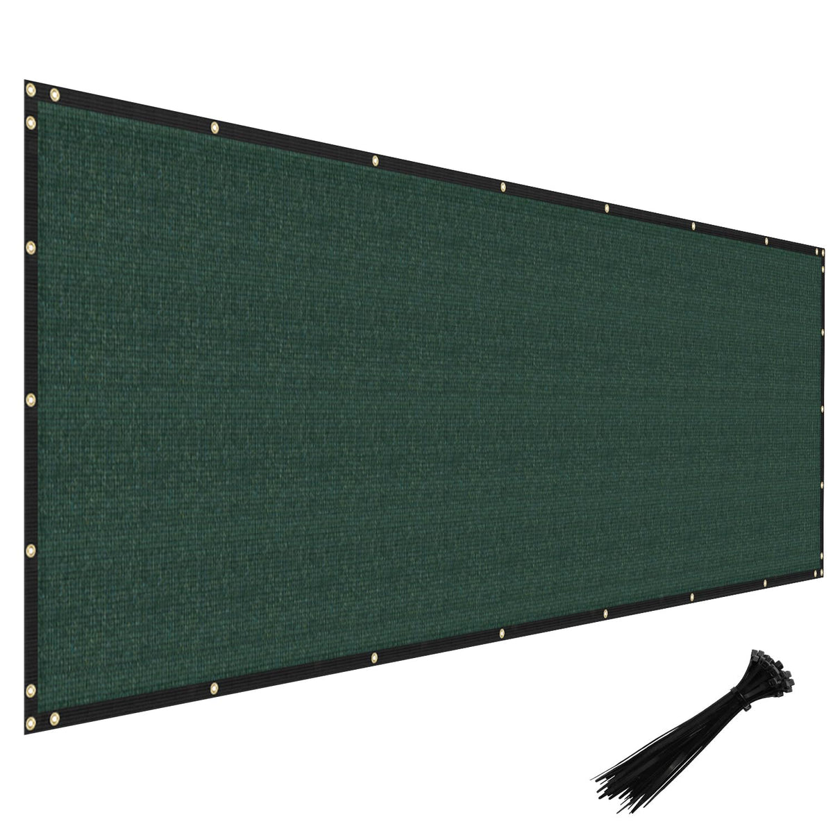 Windscreen4less front view of 6x20 green privacy screen showing full panel advantage