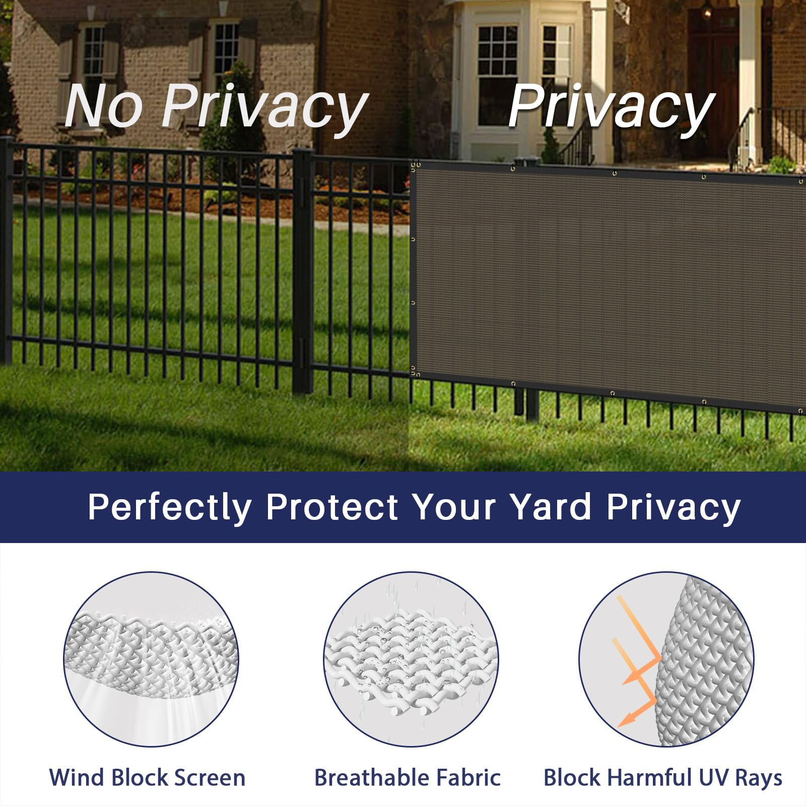 Windscreen4less mounted on chain-link fence providing immediate privacy and wind reduction