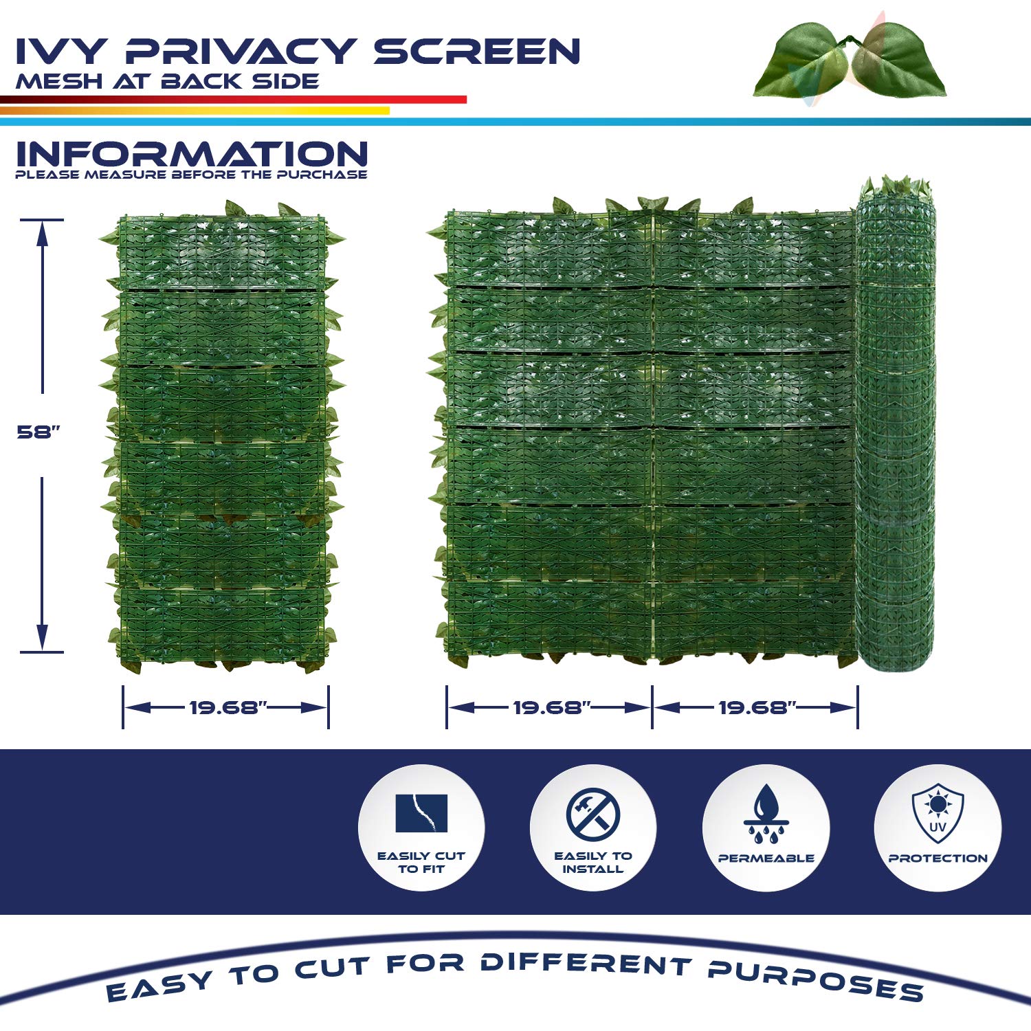 Windscreen4less scale next to ruler showing 58 by 117 inch panel dimensions