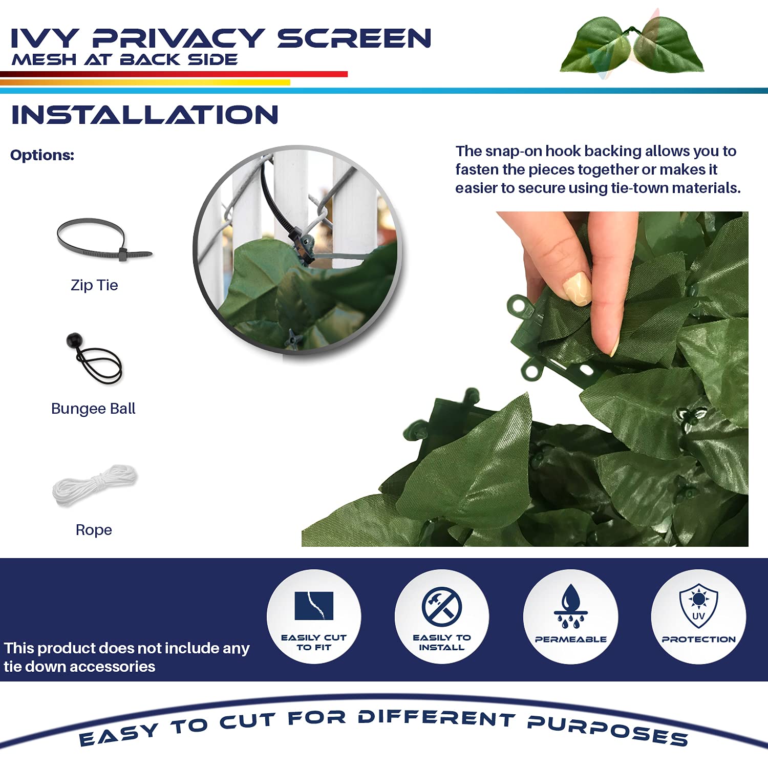 Windscreen4less snap-hook backing detail demonstrating easy flexible mounting