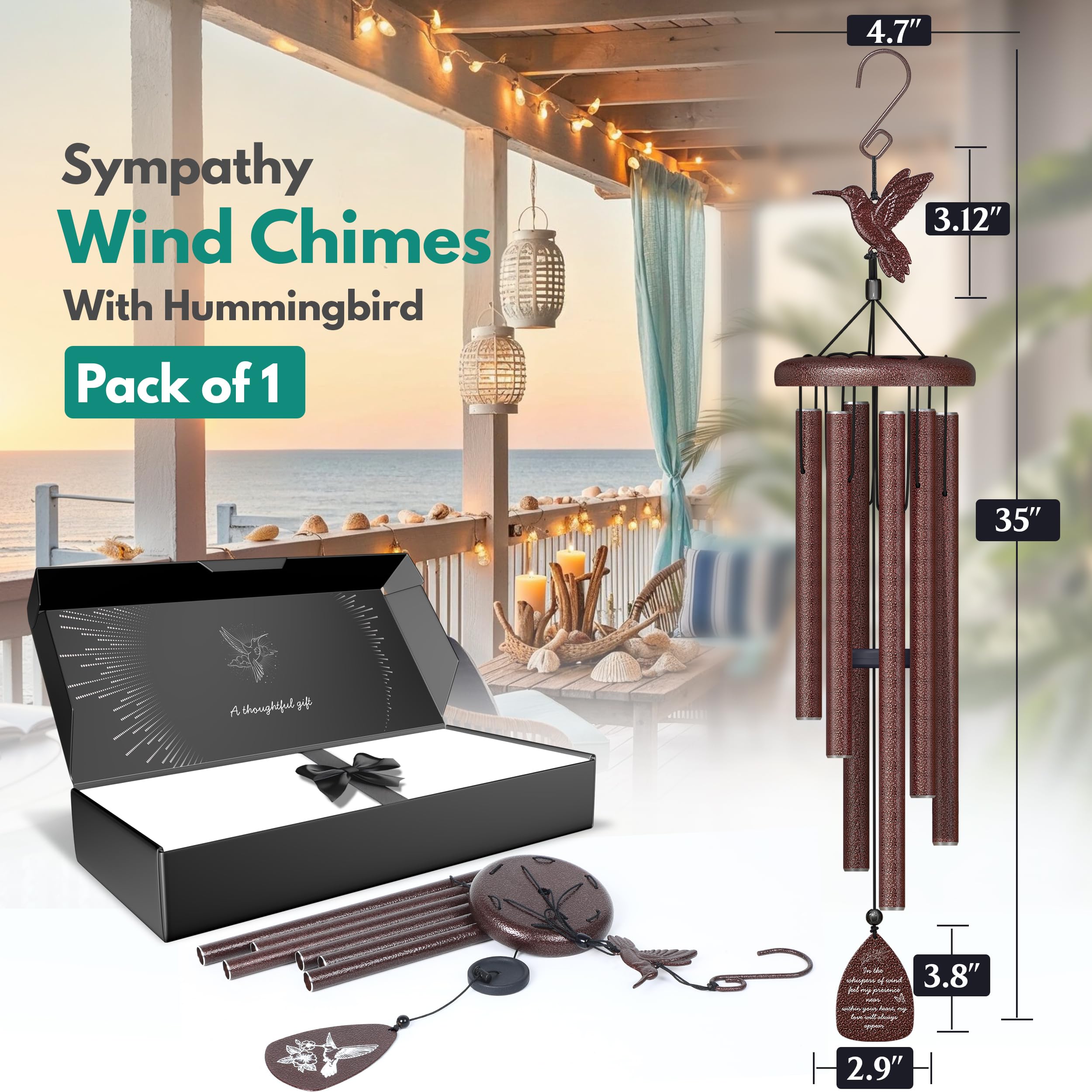 Windsplay close-up of tuned metal tubes showing durable finish and resonant sound benefit