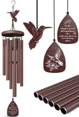 Windsplay front view of 35-inch hummingbird memorial wind chimes offering peaceful remembrance