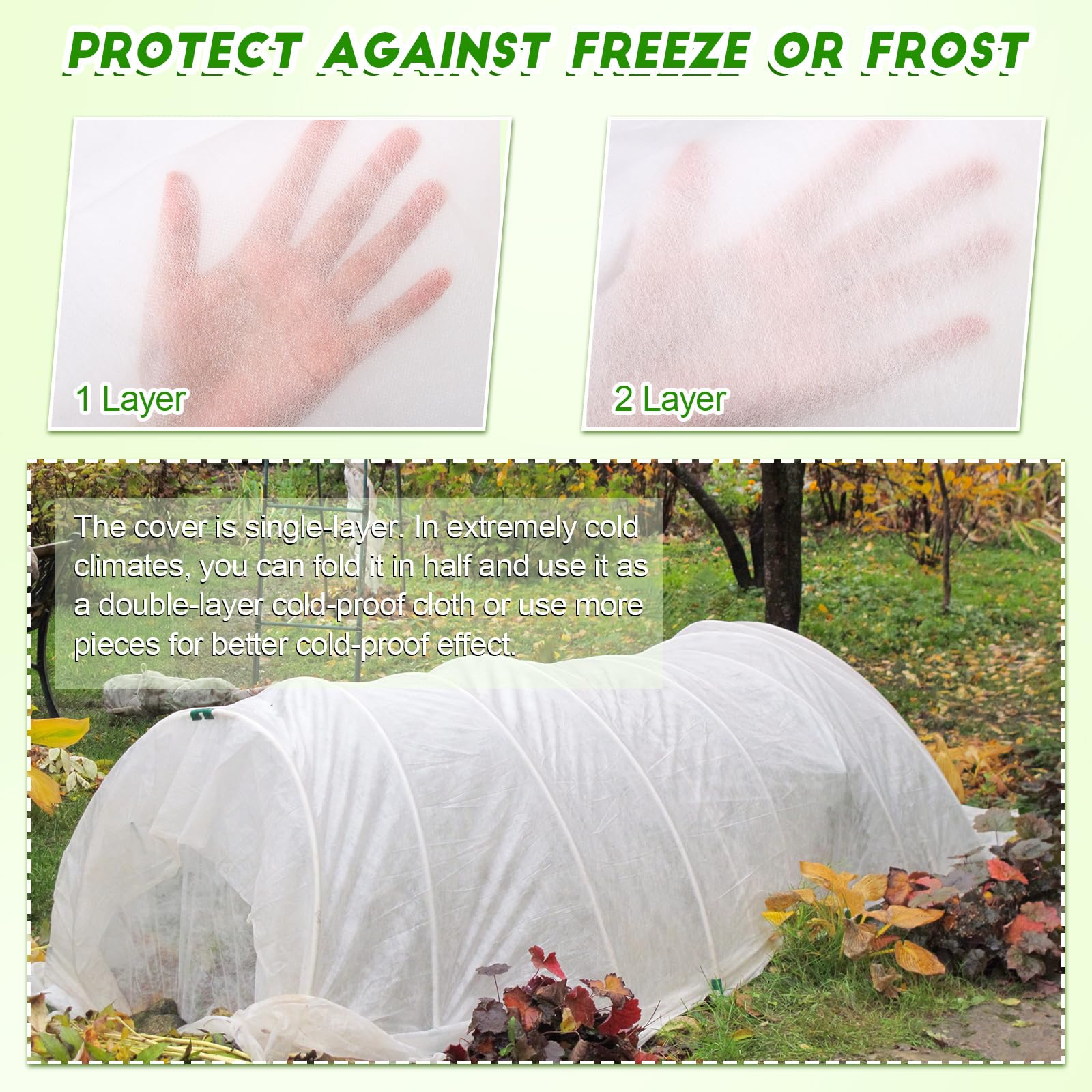 Windyun edge anchored with soil securing cover against wind and heat loss