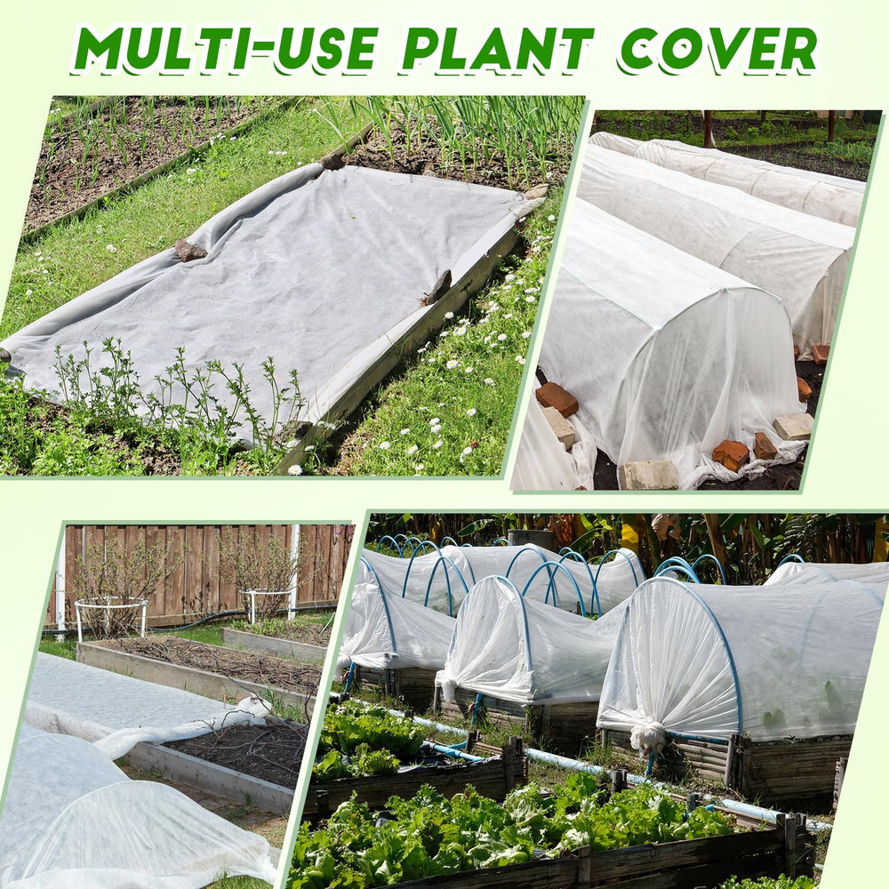 Windyun sheet next to hand showing scale and coverage for garden beds