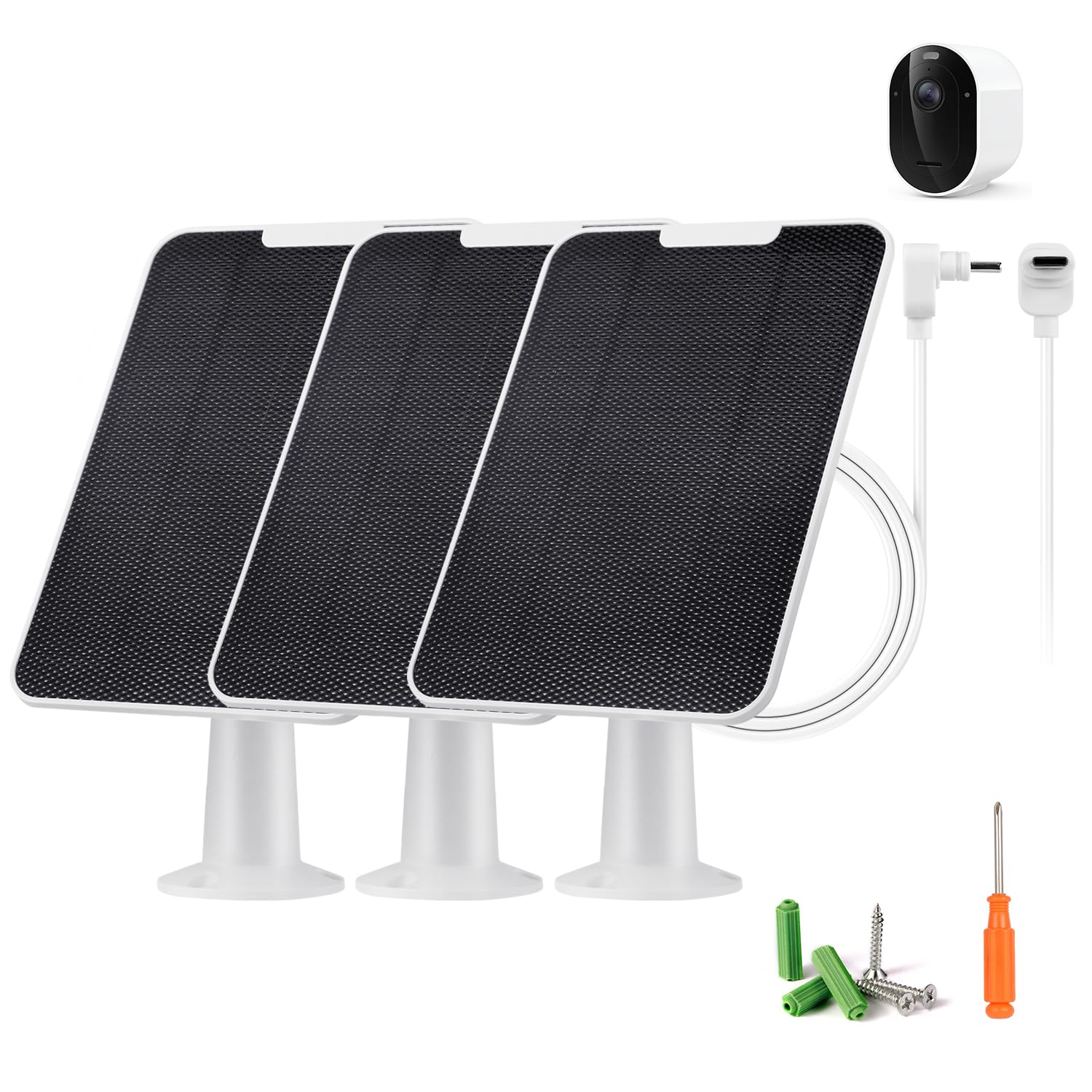 WININMETA front view showing three solar panels and packaging, quick deployment benefit