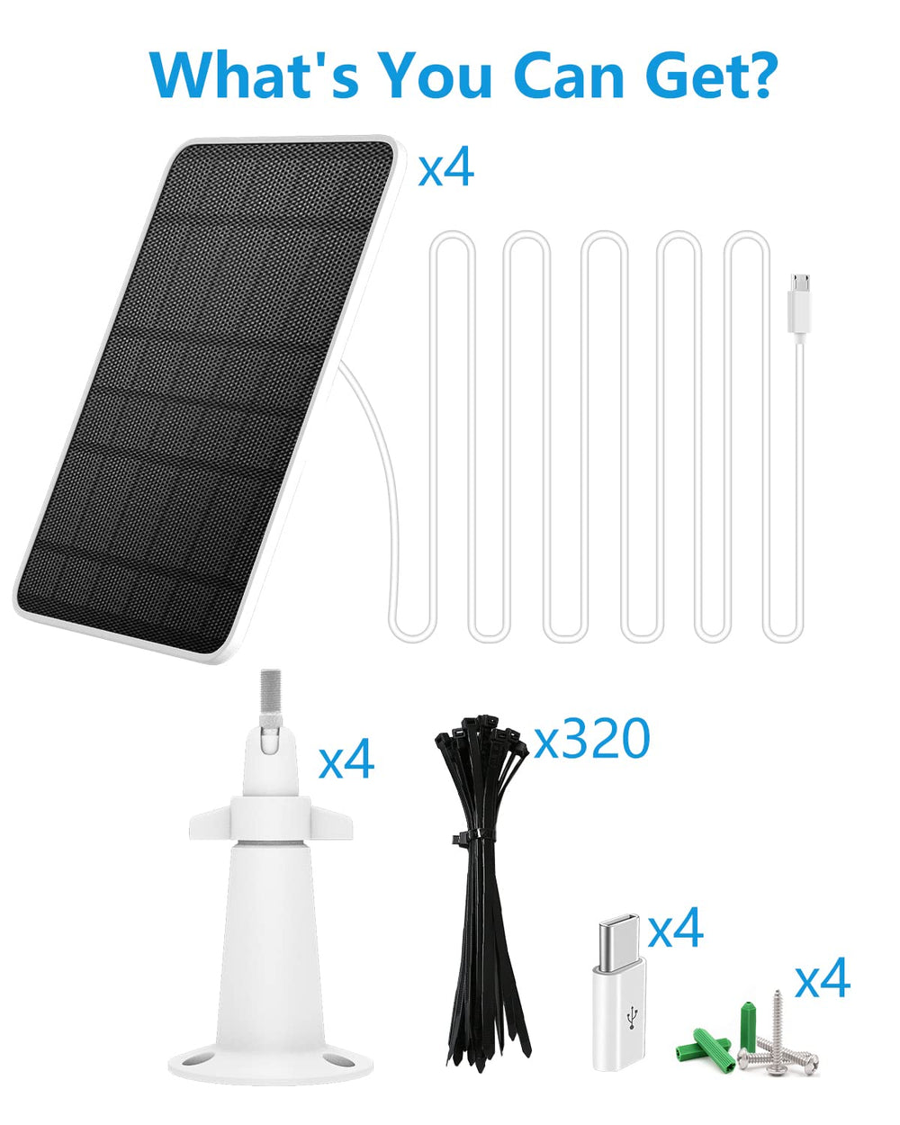 WININMETA solar panel mounted beside a Eufy camera illustrating continuous power benefit