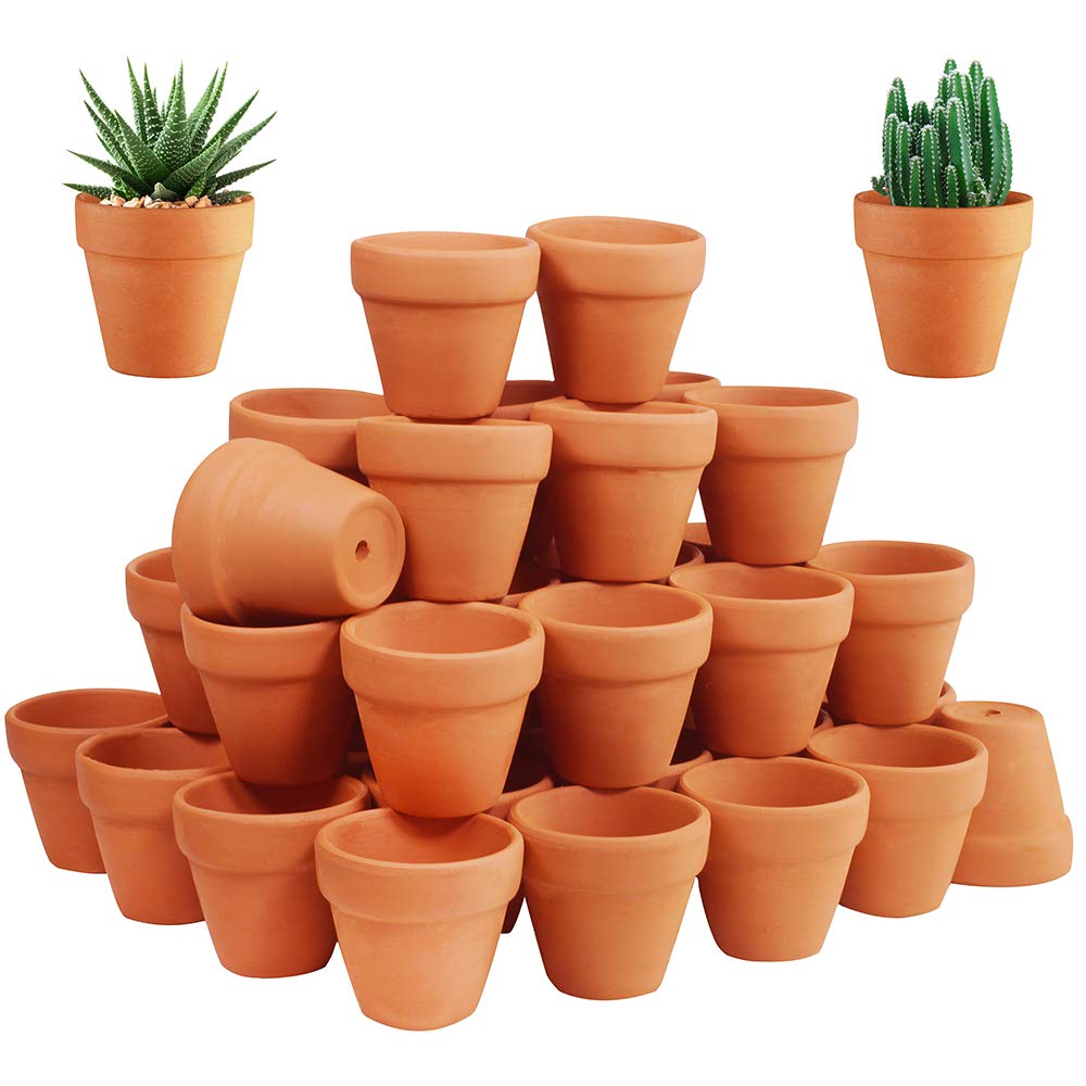 Winlyn front pack display of 72 mini terracotta pots showing quantity and shape benefit