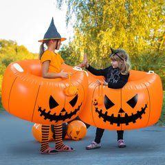 WinnerWhy front view of two pumpkin bumper balls showing festive design and size benefit