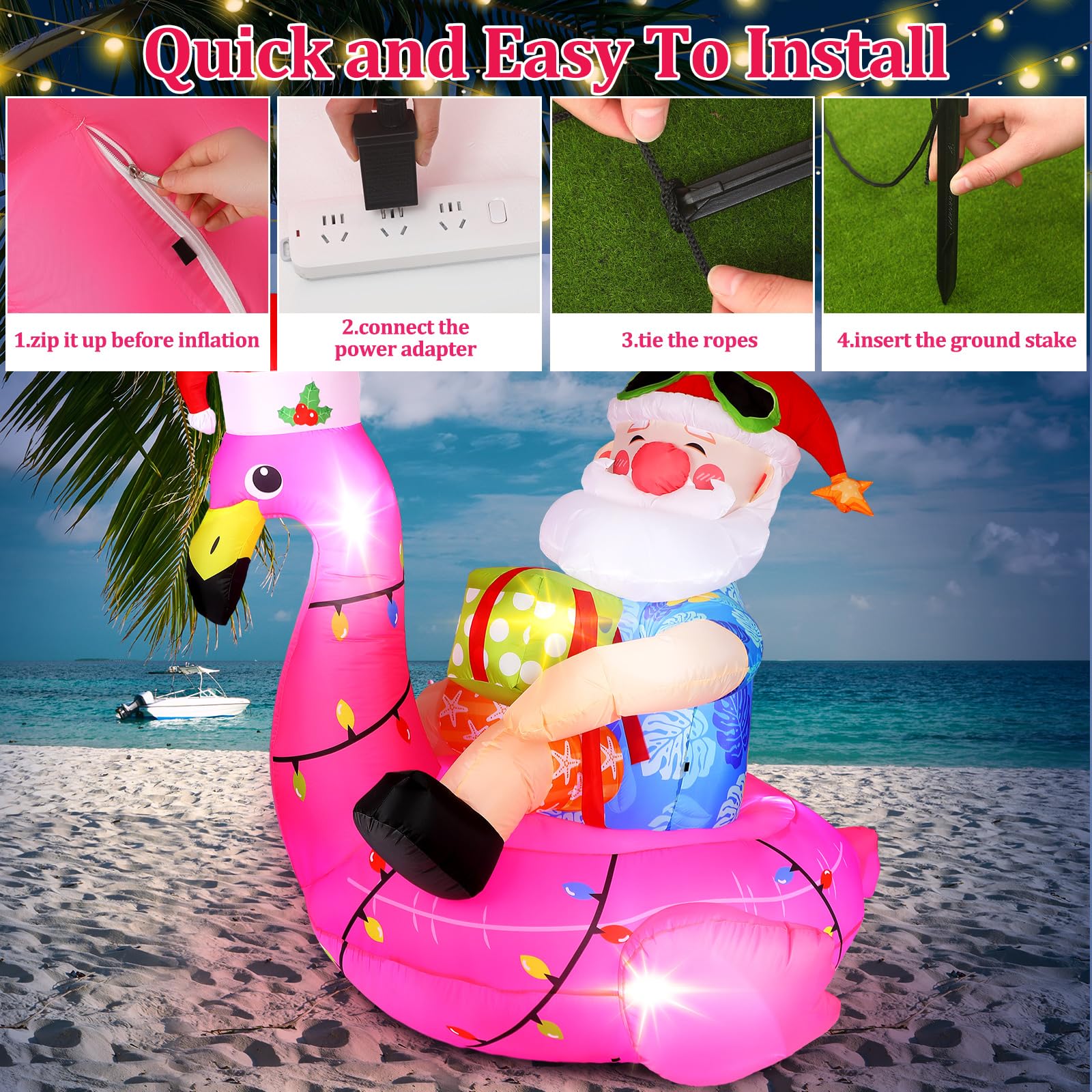 WinnerWhy poolside display of inflatable Santa on flamingo showcasing seasonal decor use
