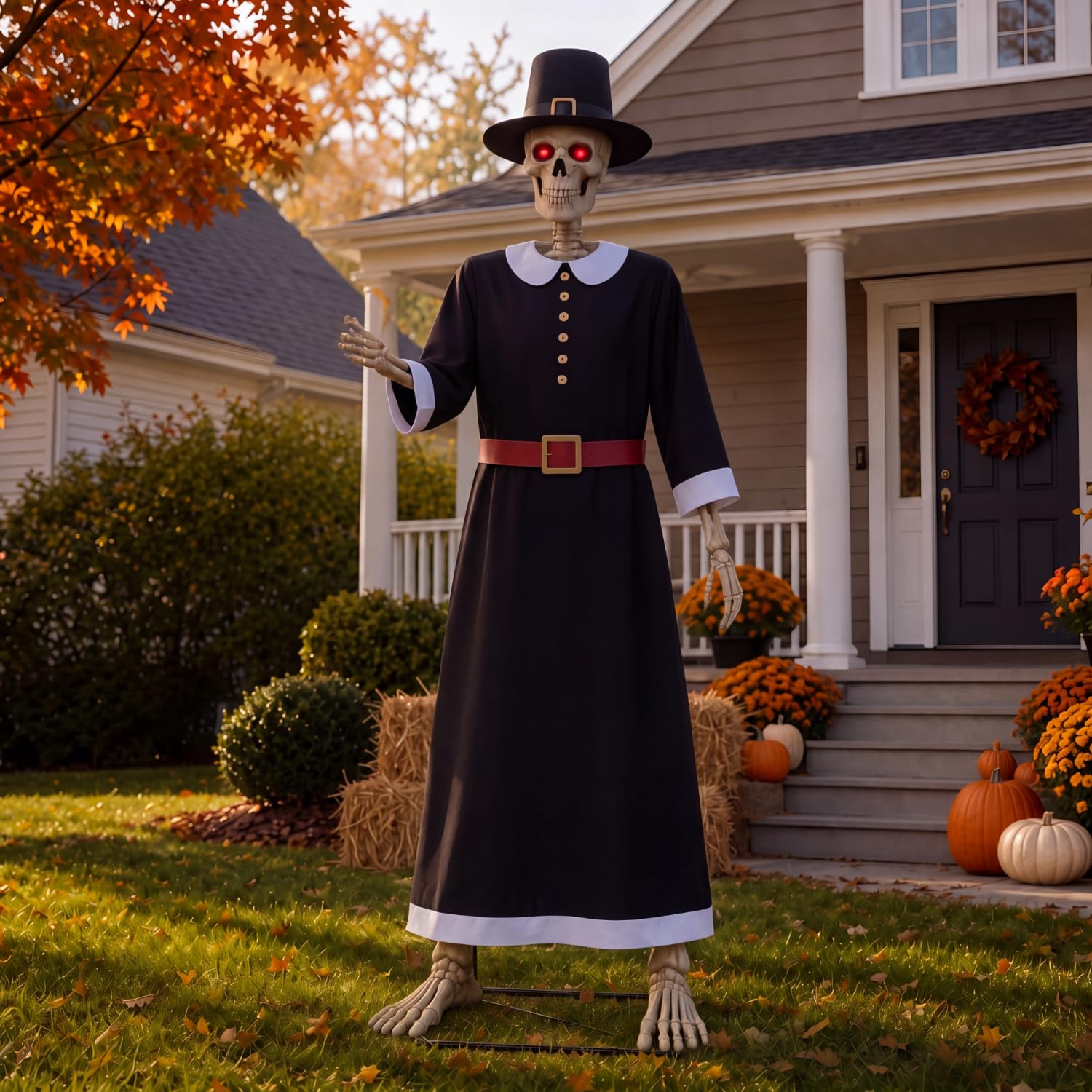 WinnerWhy pilgrim costume front view showing full coverage and festive impact