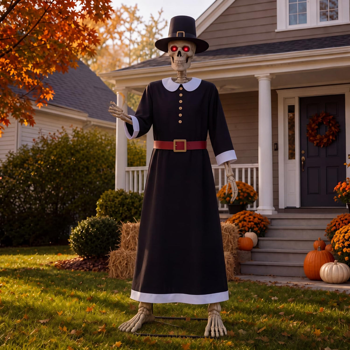 WinnerWhy pilgrim costume front view showing full coverage and festive impact
