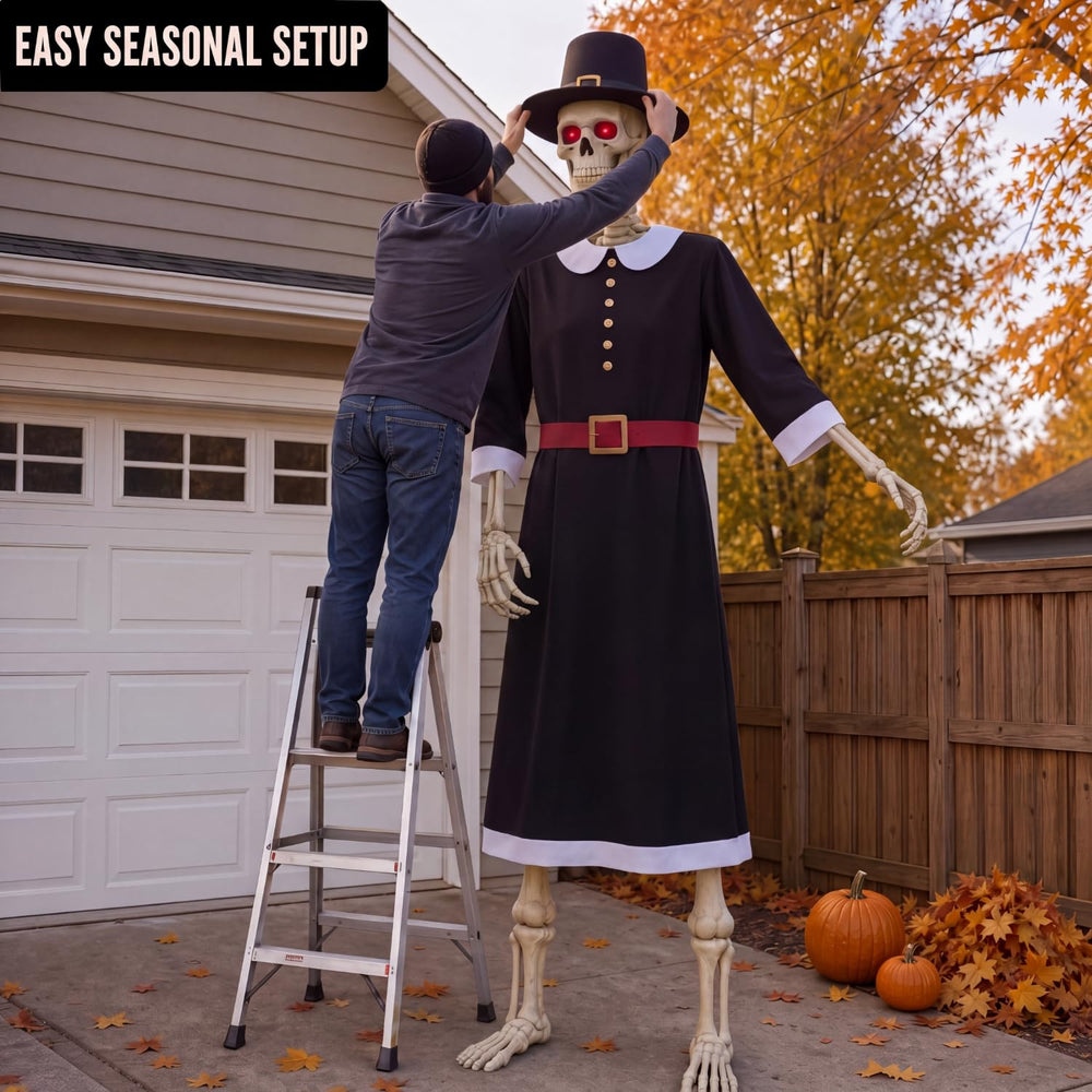 WinnerWhy skeleton dressed in yard setting creating a festive, photo-ready display