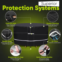 Winnerz Only SerenityShield umbrella hole detail with Velcro closure for on-table umbrella convenience