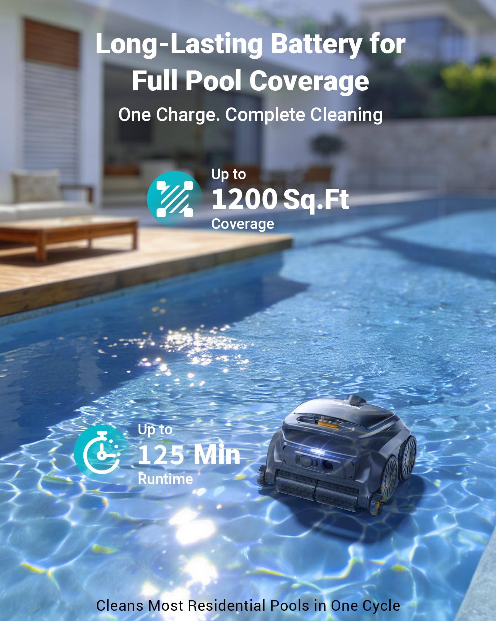 WINNY POOL CLEANER smartphone app control showing scheduling and status