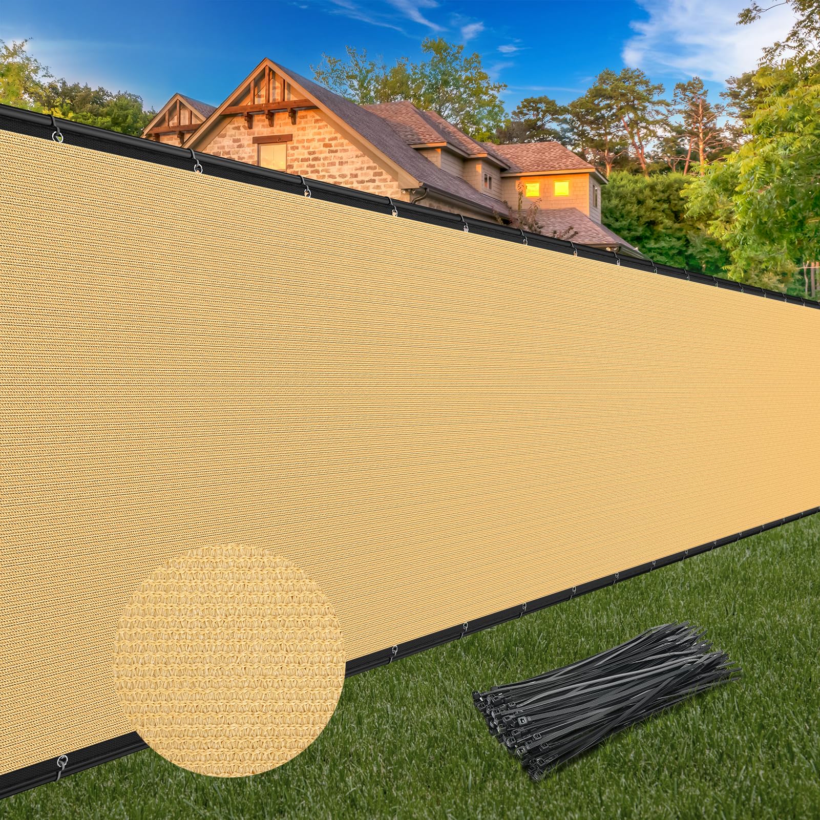 Winpull front view of rolled 6x50 privacy screen showing size and packaging benefit