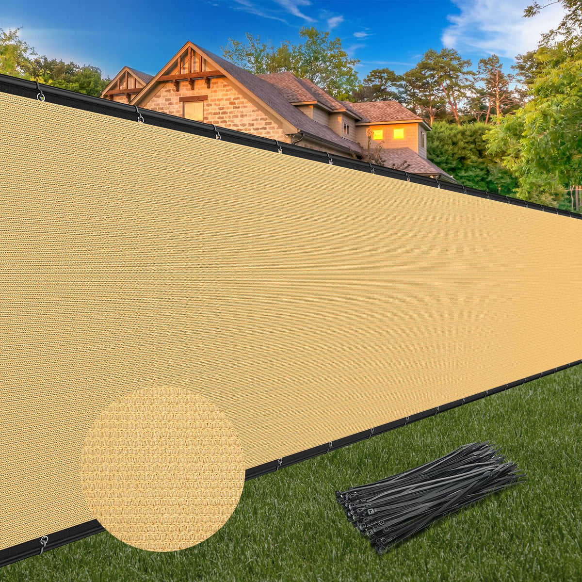 Winpull front view of rolled 6x50 privacy screen showing size and packaging benefit