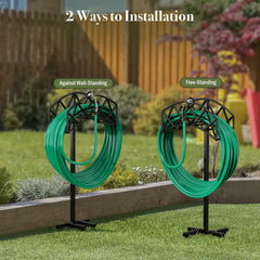 Winpull soporte en uso en jardín para ahorrar espacio y orden