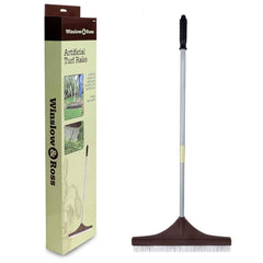 WINSLOW & ROSS front view showing 18-inch head and benefits for quick turf cleaning