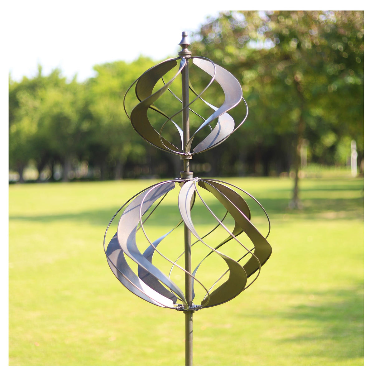 WinWindSpinner front view showing full 84 inch height and elegant silhouette for visual impact