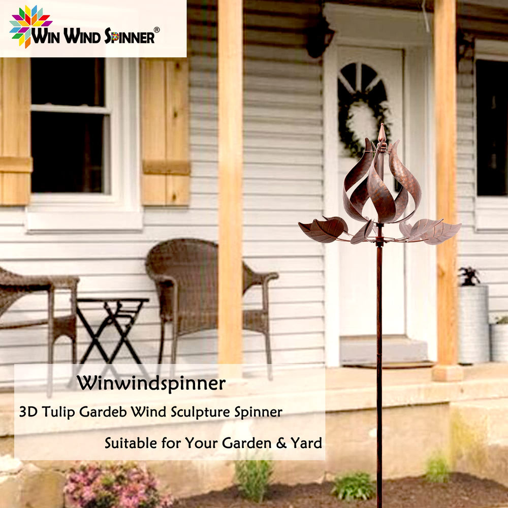 WinWindSpinner next to patio chair showing size comparison and presence