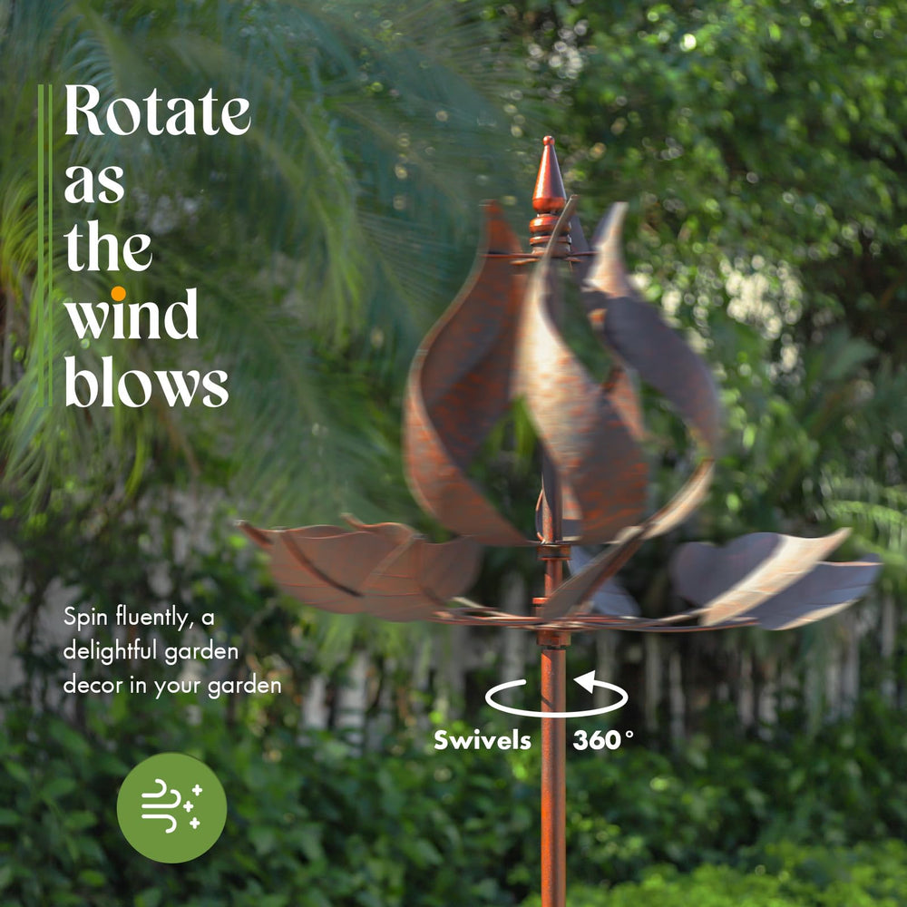 WinWindSpinner full 75-inch spinner in garden showing motion and scale