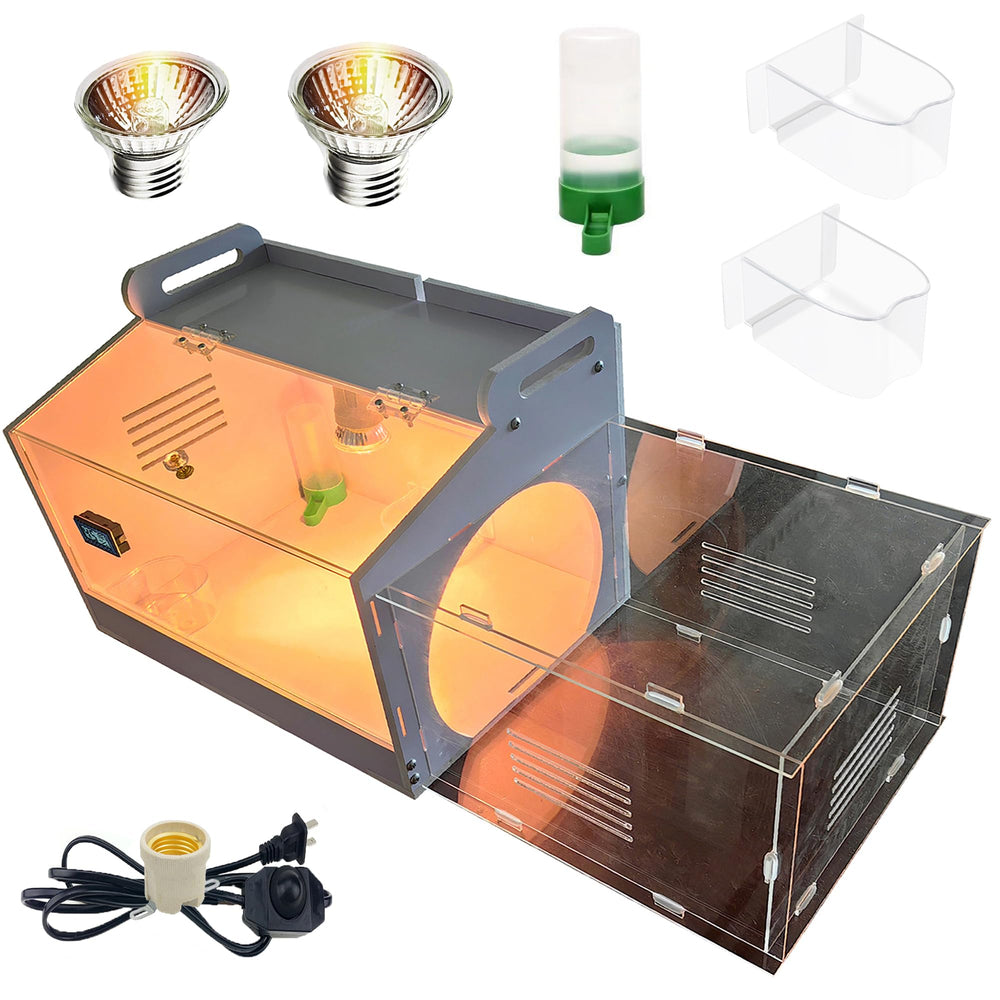 WIONBE brooder box front view showing compact, safe housing benefit