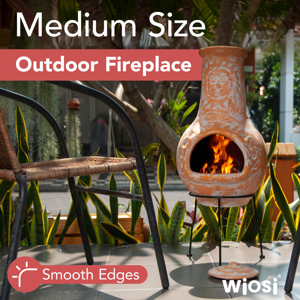 Wiosi chimenea metal stand close-up highlighting stability and airflow benefit