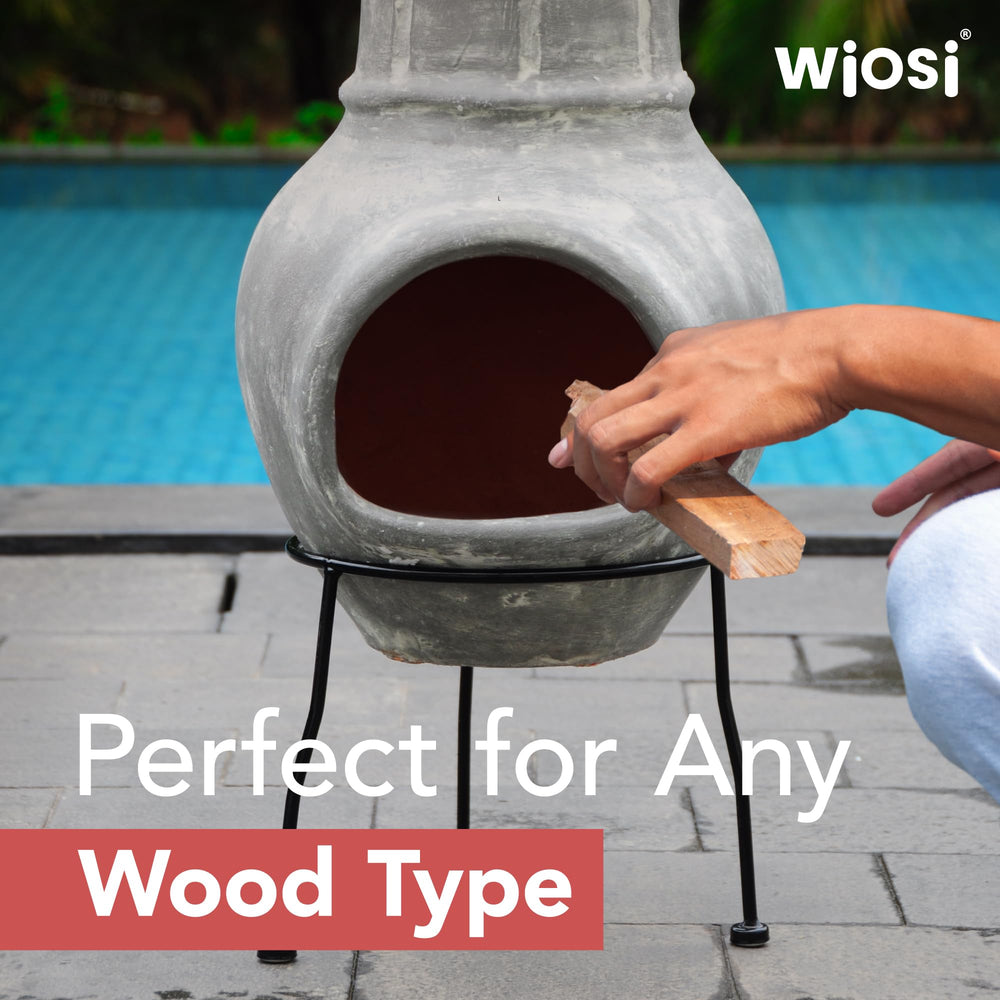 Wiosi chimenea lid and vent detail showing flame control and safety benefit