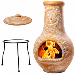 Wiosi terracotta chimenea front view showing rustic design and cozy warmth