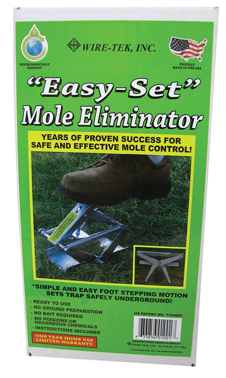 Wire Tek trap set inside a mole tunnel demonstrating easyset foot deployment