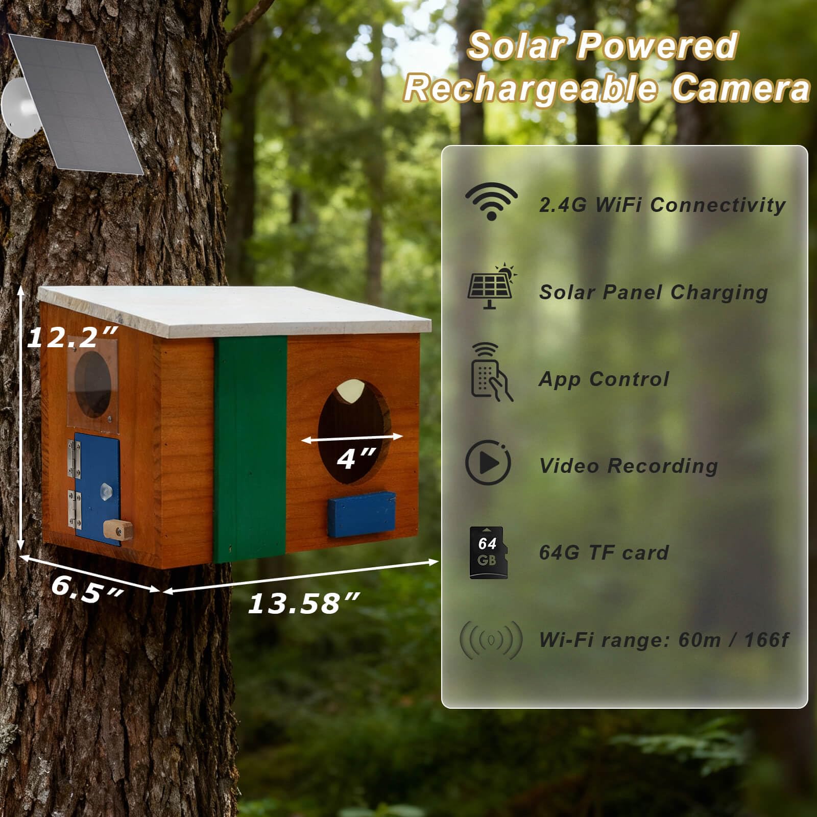 WISDOMRAINBOW top solar panel close-up capturing sunlight for continuous camera power