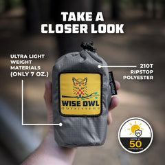 Wise Owl Outfitters cinch and closure detail showing secure, no-slip fastening