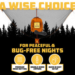 Wise Owl Outfitters detalle de la malla fina que bloquea insectos pequeños
