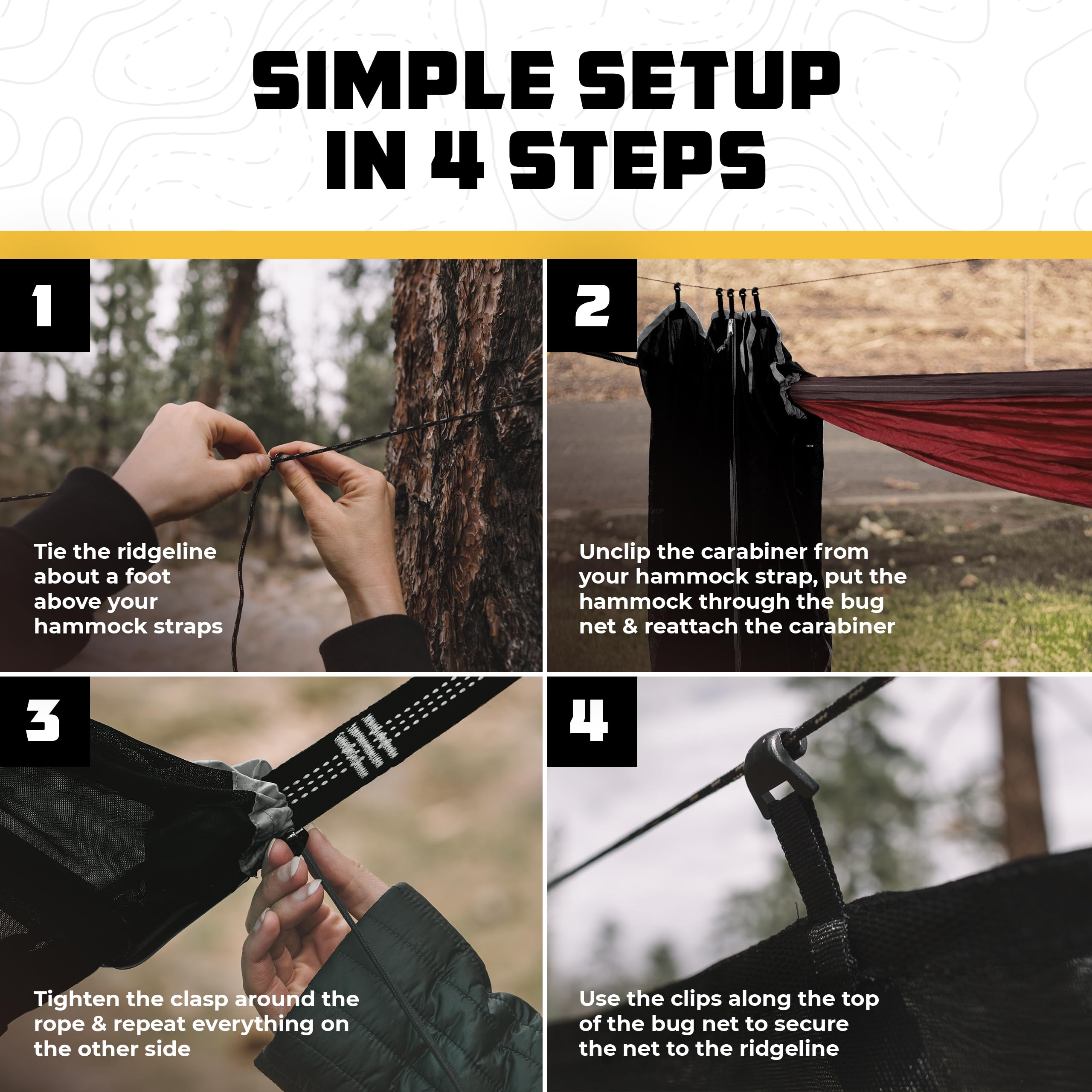 Wise Owl Outfitters mosquitera instalada en hamaca durante campamento al aire libre