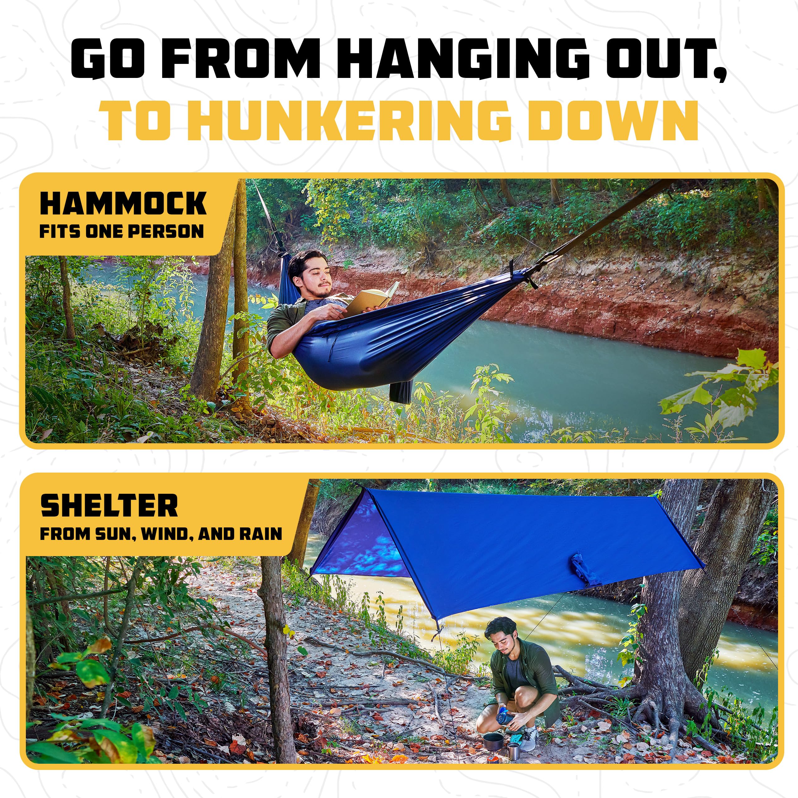 Wise Owl Outfitters hammock in use between trees for comfortable rest