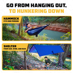 Wise Owl Outfitters hammock in use between trees for comfortable rest