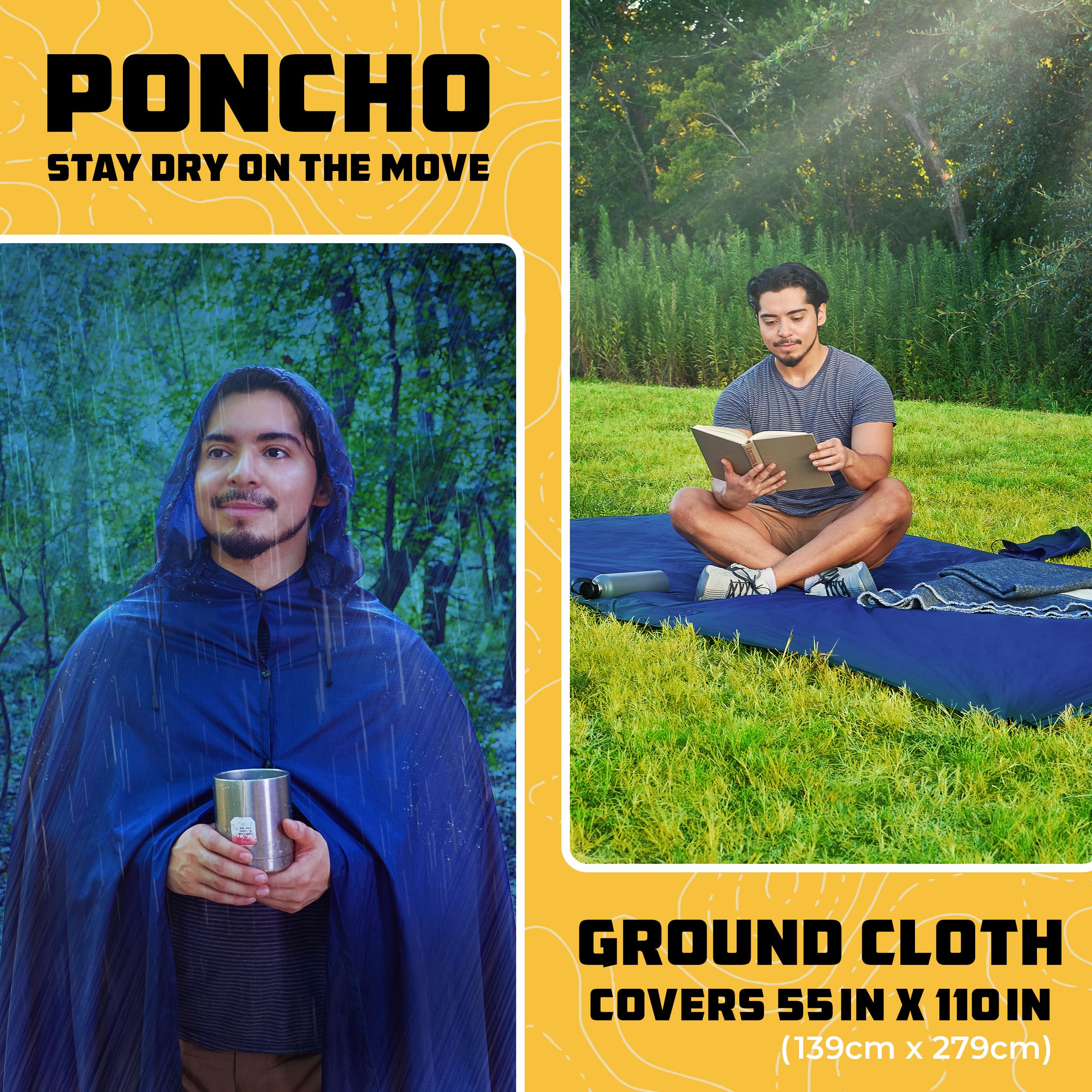 Wise Owl Outfitters poncho mode demo keeping wearer dry hands-free