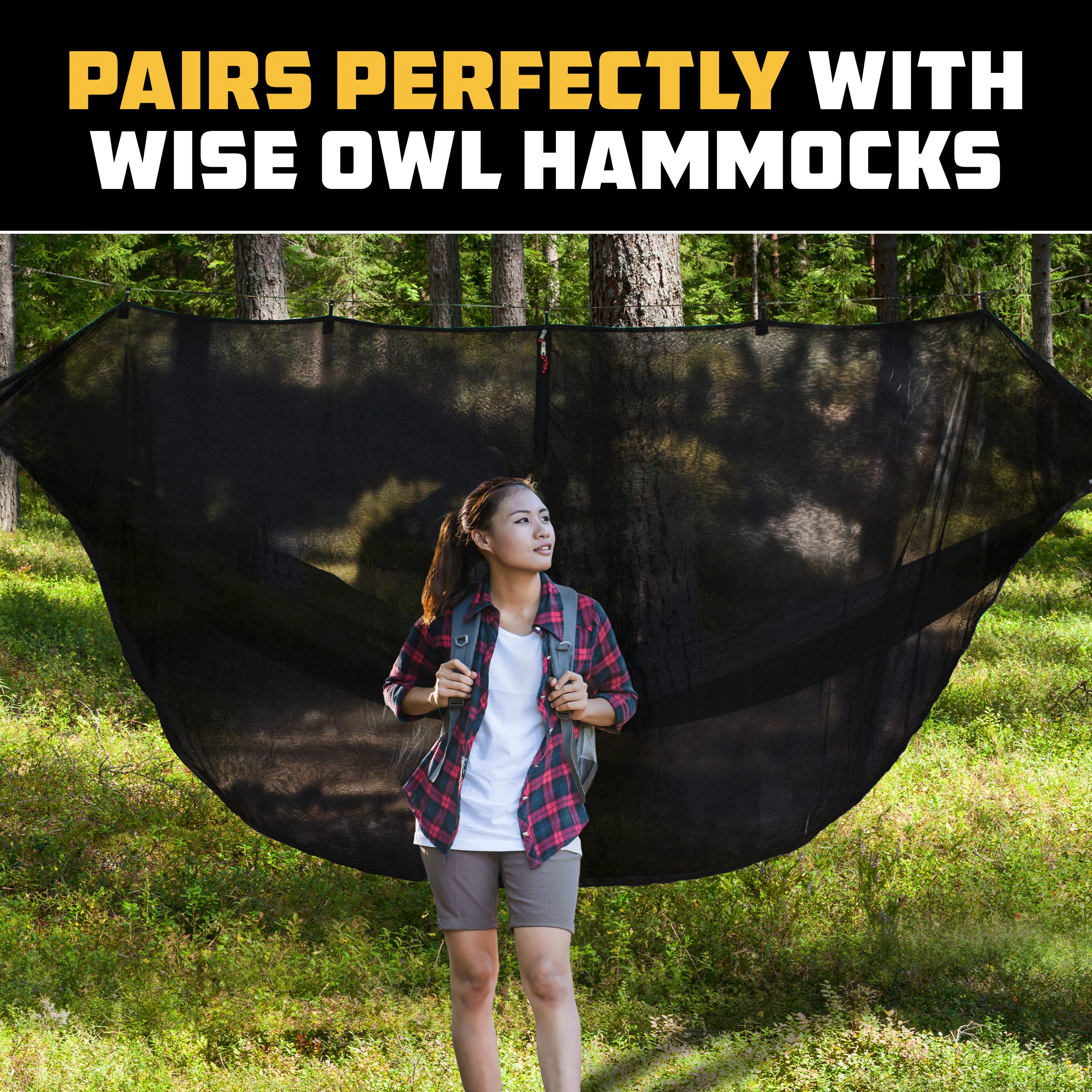 Wise Owl Outfitters hand beside net for scale to illustrate compact size