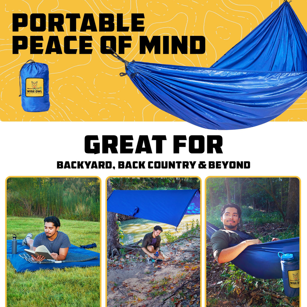 Wise Owl Outfitters tarp shelter setup shedding rain for protection