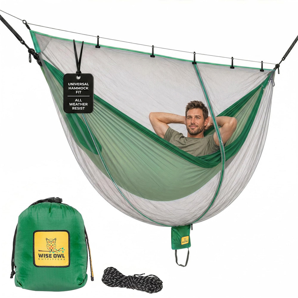 Wise Owl Outfitters front view of green SnugNet blocking bugs