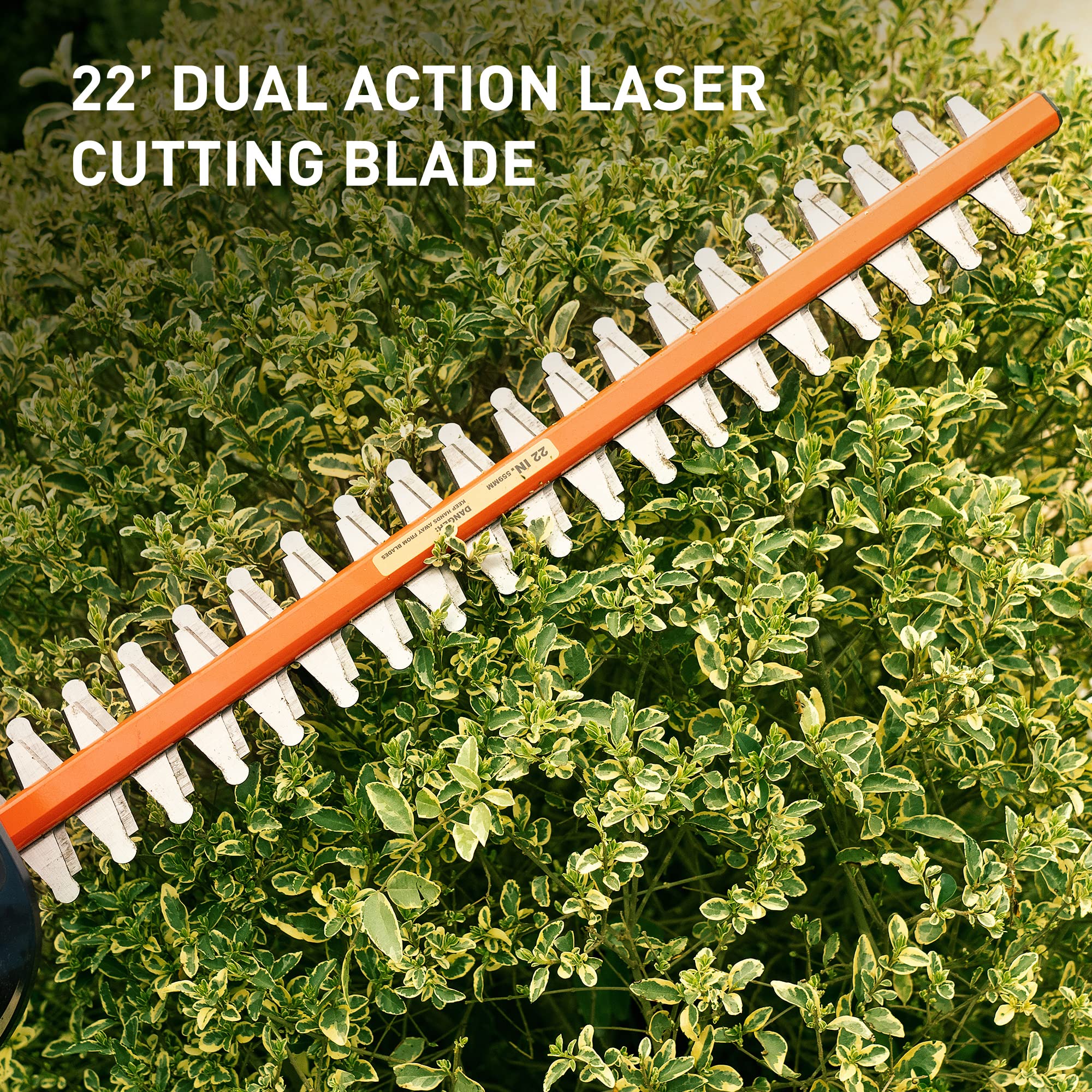 WISETOOL close-up of 22-inch dual-action blades highlighting smoother, low-vibration cuts