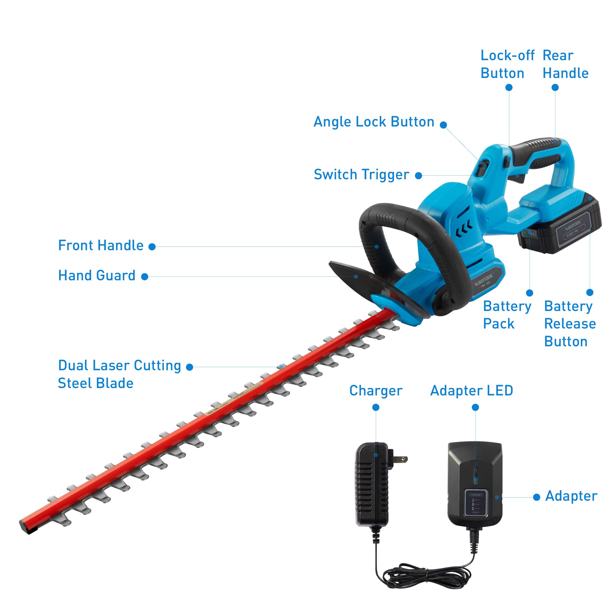 WISETOOL motor and vent detail illustrating powerful performance and cooling efficiency