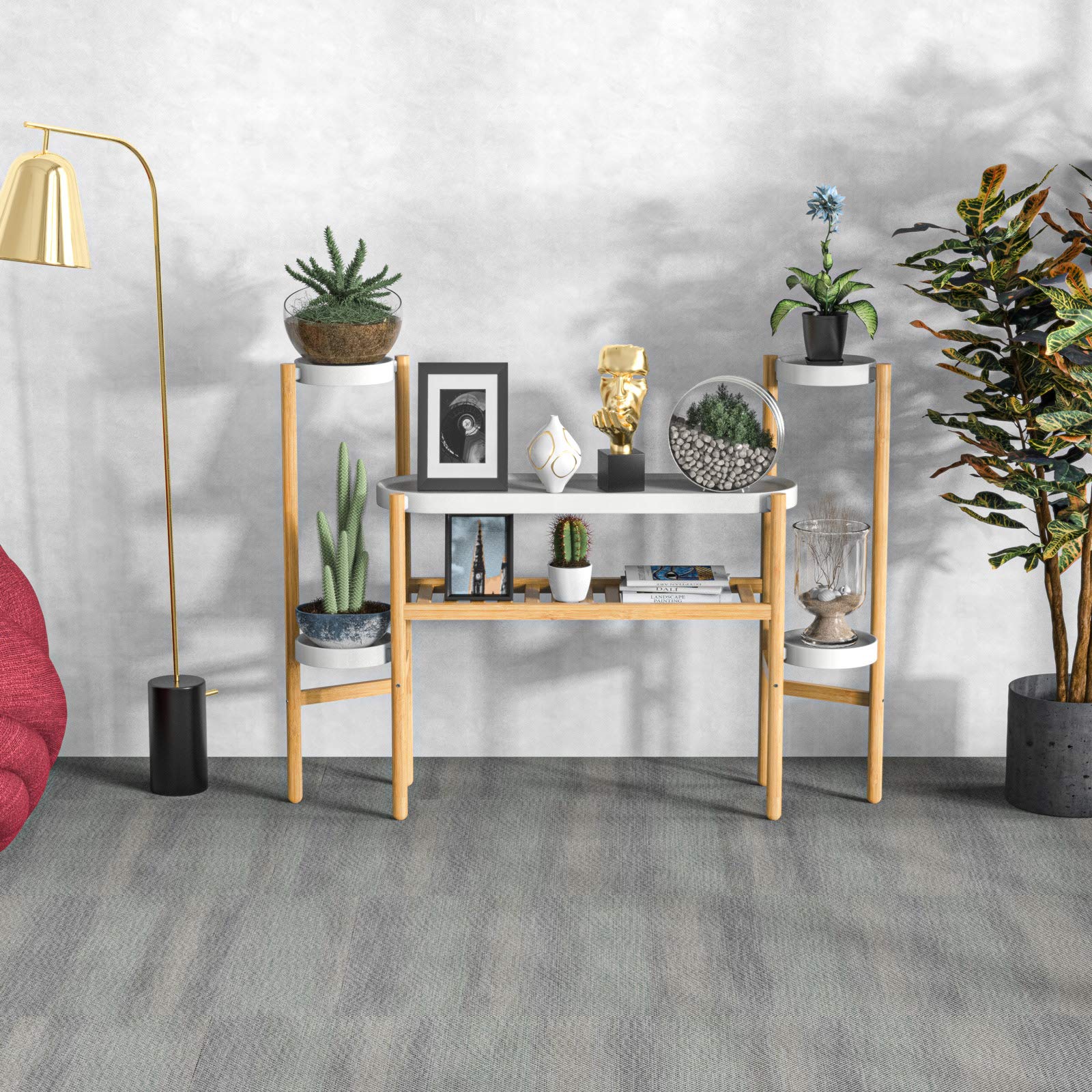 Wisuce close-up of metal saucer and bamboo joint showing durable materials and easy cleaning benefit