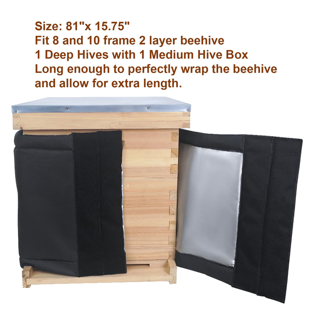 witbee installed beehive wrap on 10+8 frame hive illustrating protection benefit