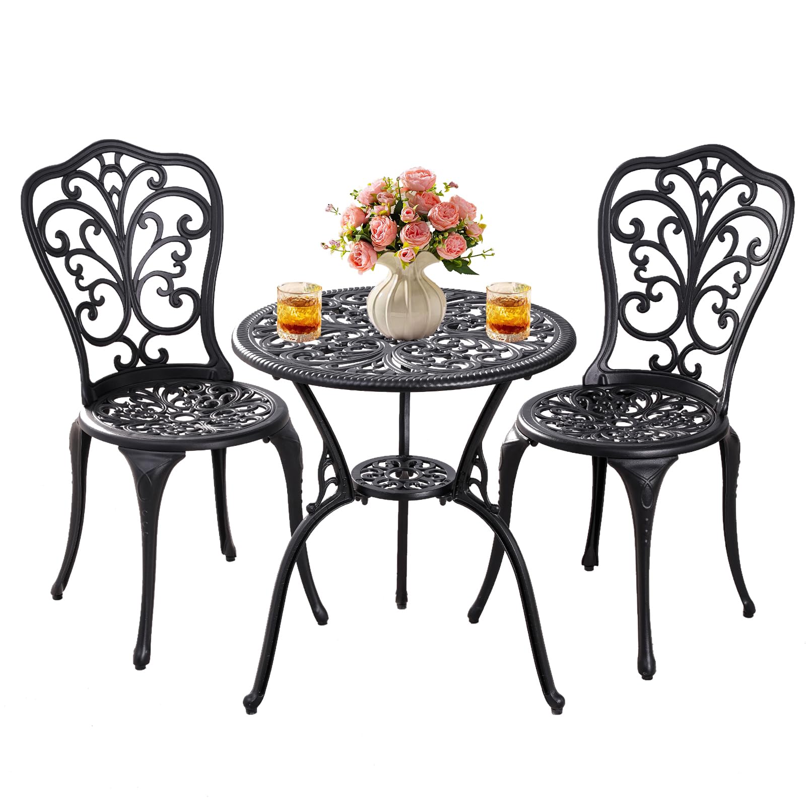 Withniture bistro set front view showing complete pairing and elegant look