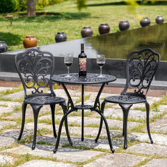 Withniture table close-up showing cast-aluminum top and texture benefit - durable weather resistance