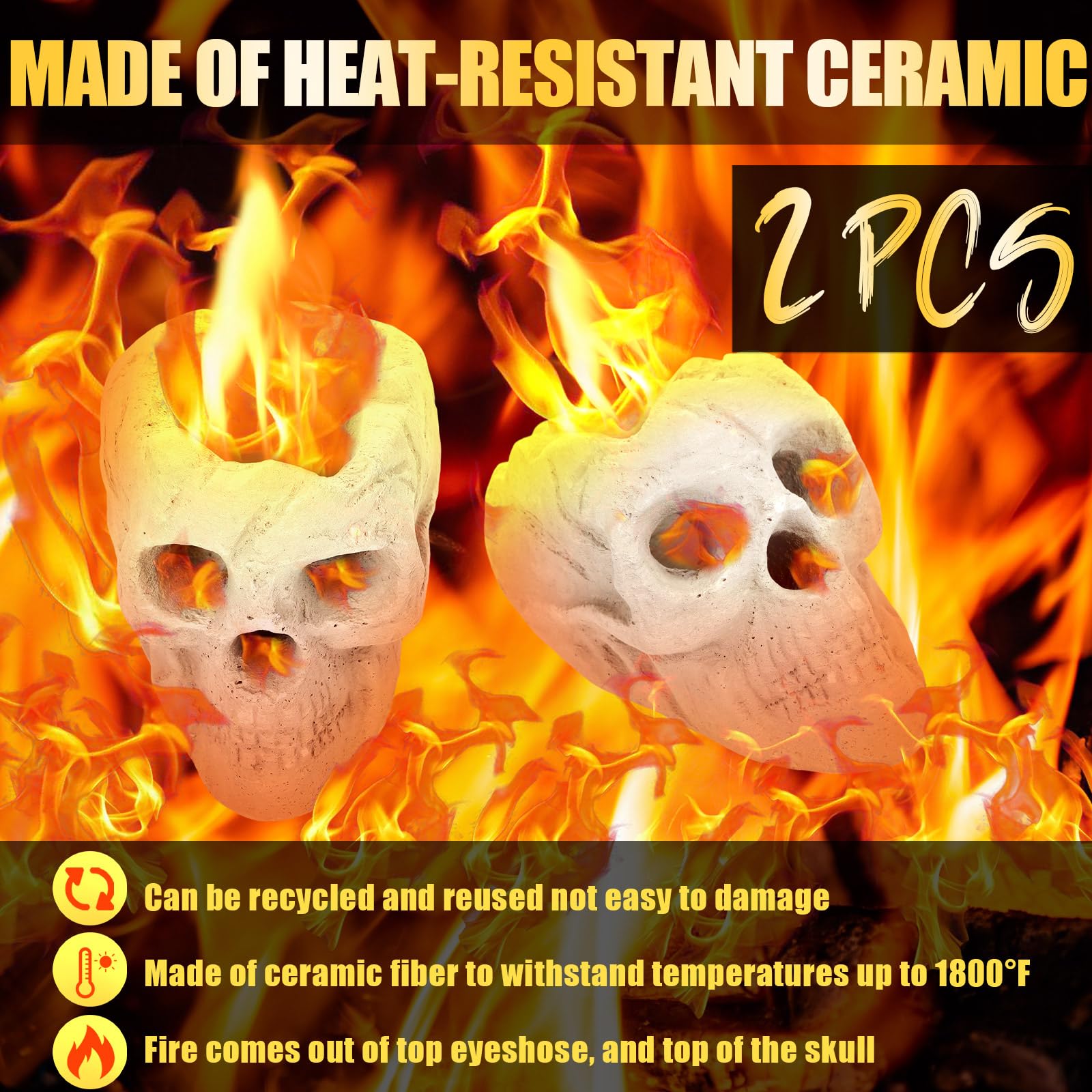 Wiwiqing skulls positioned in a fire pit creating dramatic atmosphere
